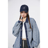 Unisex Jacket Retro Washed Denim Clothes Jacket Men's and Women's Loose Stitching Cardigan Jacket